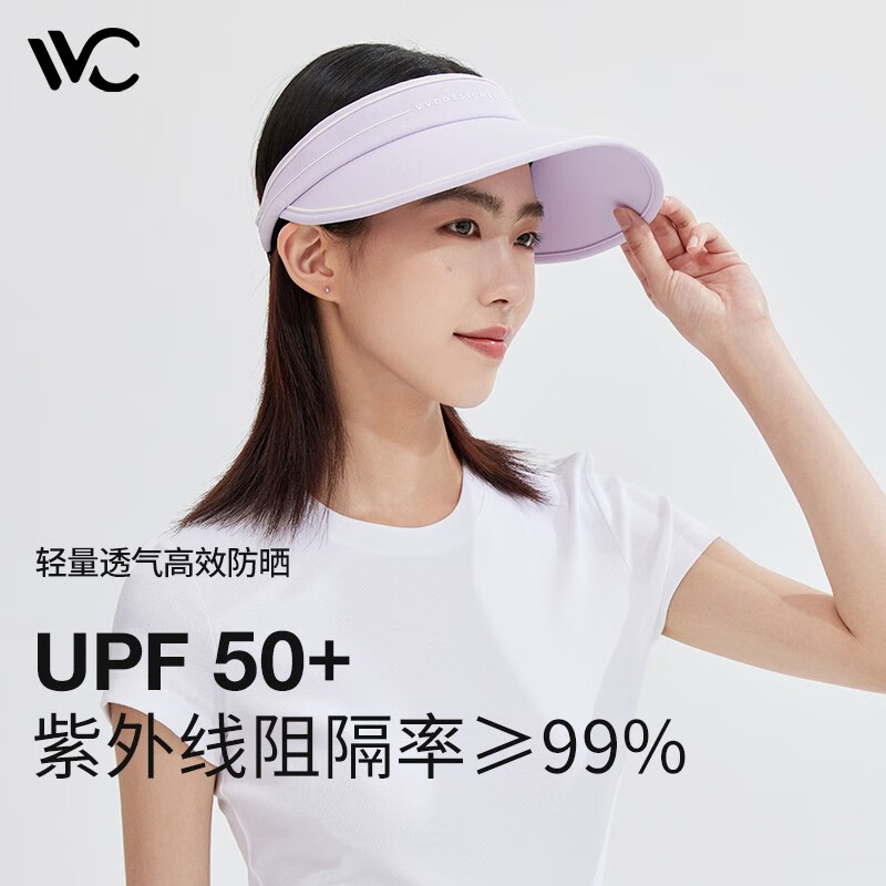 VVC 遮阳帽女防晒帽防紫外线夏季太阳帽户外海边运动空顶帽子 丁香紫 券后39元