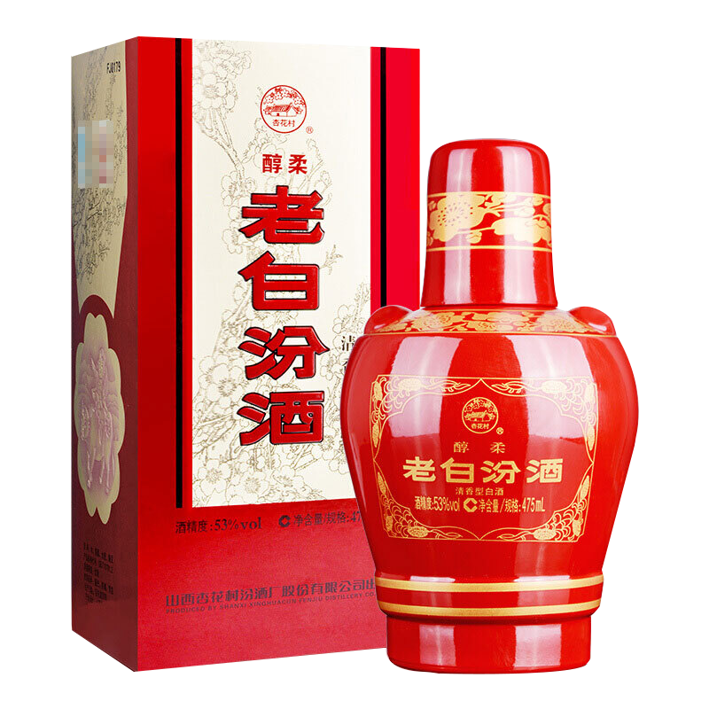 汾酒 老白汾醇柔 清香型白酒 53度 475ml单瓶装 送礼宴请 183.04元（需领券，合91.52元/件）