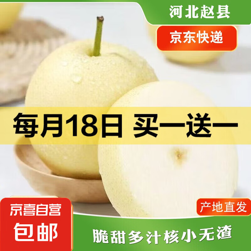 京喜加 赵州皇冠梨河北皇冠梨新鲜水果产地直发脆甜多汁 带箱4斤 单果160g+ 券后6.99元