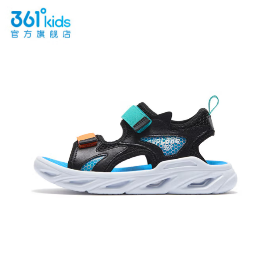 361° 男童运动休闲沙滩凉鞋夏季新款中大童沙滩凉鞋 碳黑/电光橙色/时光绿色 36 券后63.55元
