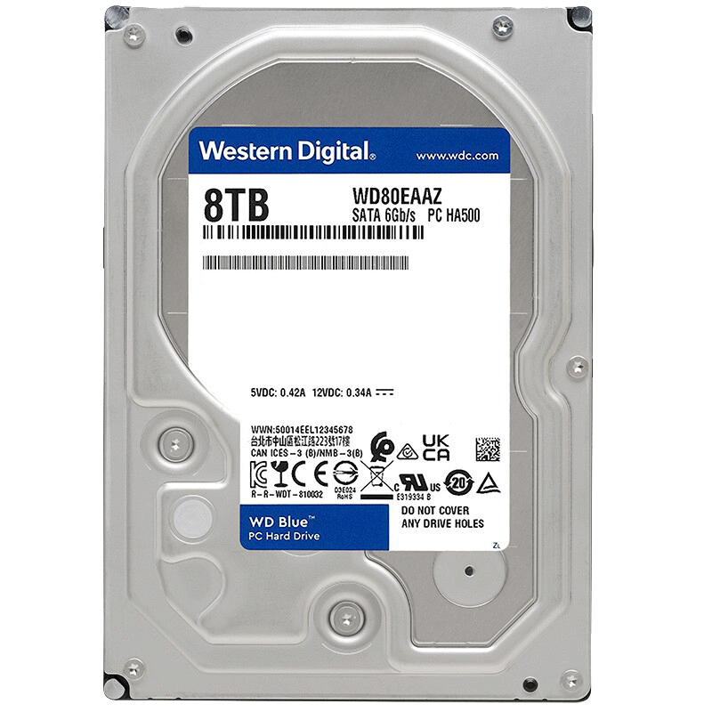 需凑单，plus:西部数据 台式机硬盘 WD Blue 西数蓝盘 8TB 5640转 256MB SATA 3.5英寸大容量CMR垂直技术DIY电脑机械硬盘 1059.96元（需领券）晒单后
