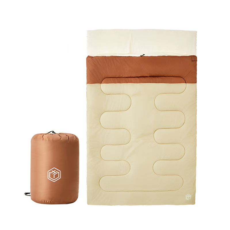 plus:京东京造 信封式双人睡袋 户外露营防潮柔软恒温加厚保暖冬季 浅沙色3.6kg 137.16元 包邮(需凑单1元)