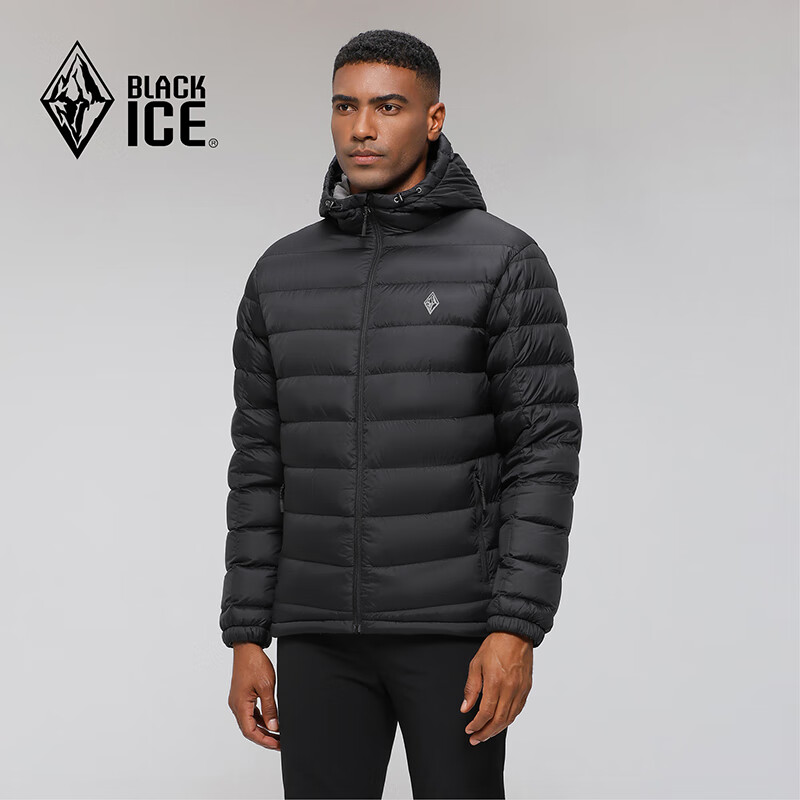 BLACKICE 户外 登山徒步 男款 600蓬鹅绒 连帽羽绒服 黑色 S 券后298.26元