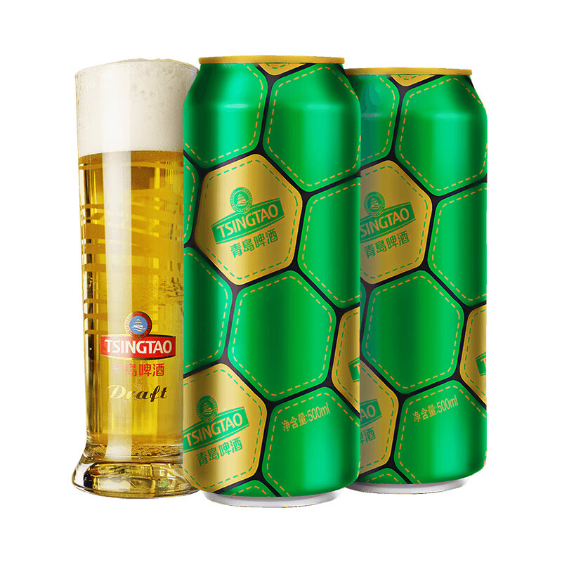 青岛啤酒 TSINGTAO 经典原麦汁浓度10°P啤酒 足球罐500mL 12罐 新版赠福禧* 4 罐 42.05元