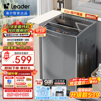 国家补贴：Leader 定频波轮洗衣机 8kg 灰色 B80M958