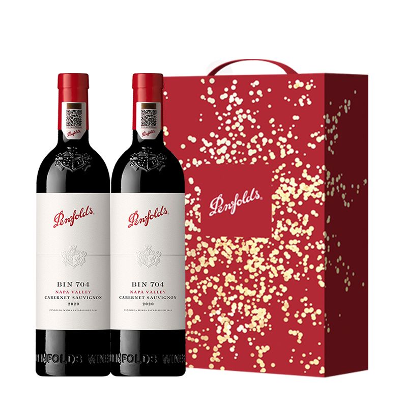 奔富 Penfolds BIN704进加州赤霞珠红葡萄酒750ml 原瓶红酒 宴请聚会 双支礼盒 486元