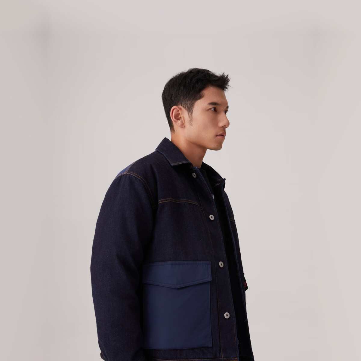 李维斯 Levi's 秋季男士时尚休闲拼接款型御寒羽绒服牛仔外套 蓝色 L 207.99元