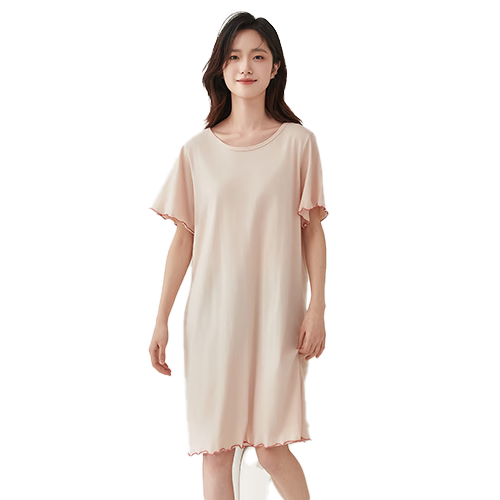 顶瓜瓜睡裙女纯棉春夏舒适短袖可外穿睡衣家居服女23337 欲晚桔 170  38.7元