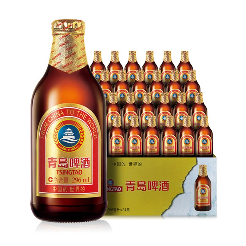 青岛啤酒 TSINGTAO 特价！精酿小棕金296mL*24瓶 （赠白啤330*6罐） 78.15元