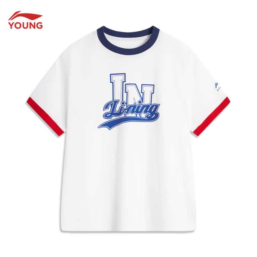 李宁 LI-NING 儿童短袖T恤 舒适吸汗透气久洗不变形文化衫 58元（需领券）