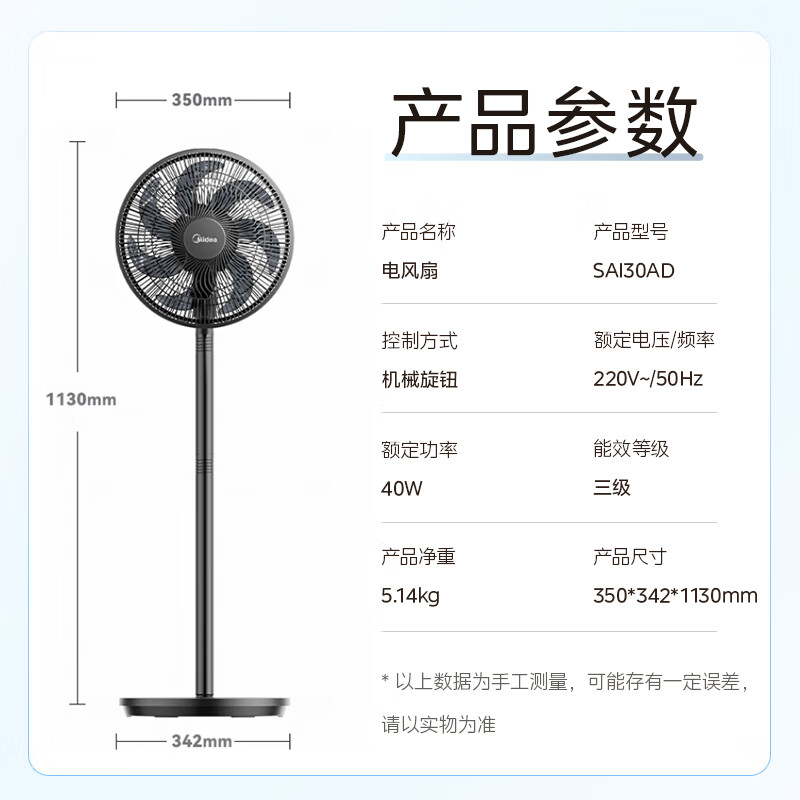 美的 电风扇家用7叶落地扇 摇头电风扇（台地两用升级款） 25年丨升级香薰驱蚊30AD 99.97元
