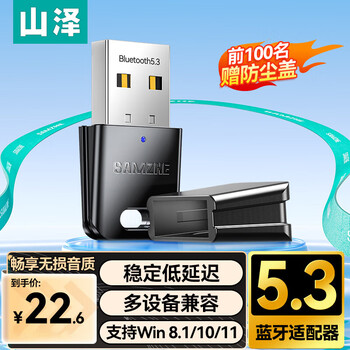 plus、需首购：山泽 USB蓝牙适配器5.3接收器 电脑台式机PC蓝牙模块发射器 适用键盘鼠标手柄音响耳机 免驱动RBT53