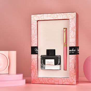 DUKE公爵N.P3时尚系列钢笔墨水套装铱金笔/钢笔商务礼品定制 送人/自用/练字均可/礼盒装 粉色特细(0.38mm)