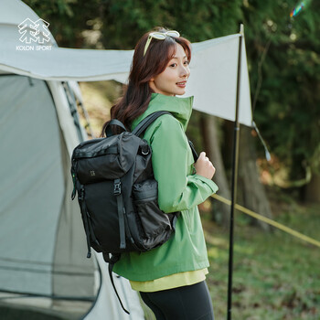 KOLON SPORT可隆轻户外双肩背包 徒步露营通勤防泼水耐磨18L ECHO 1984 黑色