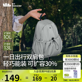 蕉下 双肩包出游背包旅行包包女包度假登山包男小背包大容量轻便扩容灰