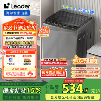 Leader 海尔智家 波轮洗衣机全自动小型 8公斤大容量家用 租房 家电政府补贴 XQB80-L539