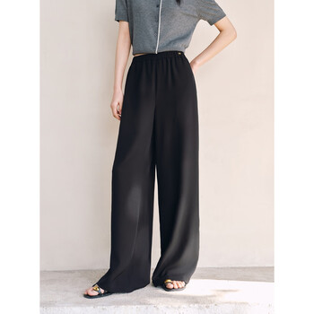 peacebird 太平鸟 女装 休闲裤凉感 高腰直筒垂感阔腿裤