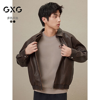 GXG 男装美式皮衣男女同款2024秋季新款夹克