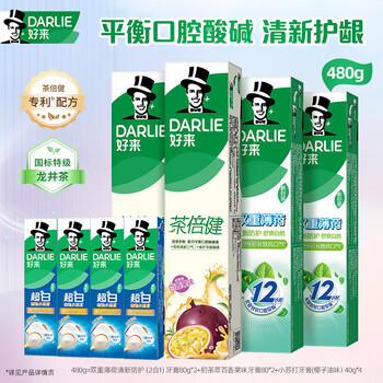 PLUS会员：好来(原黑人) 茶倍健牙膏 8支牙膏套装 共480g