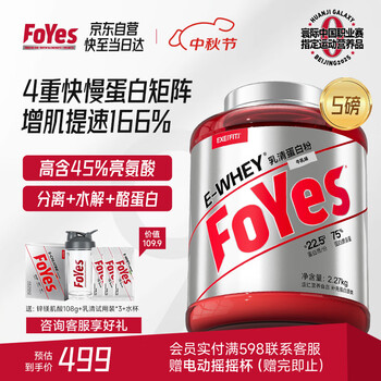 百亿补贴：FoYes速生乳清蛋白粉增肌健身高蛋白含分离男女运动塑形5磅牛乳味