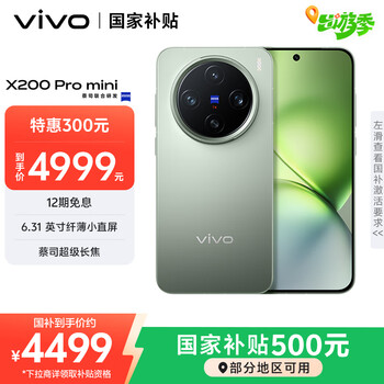 微信小程序、plus：vivo X200 Pro mini 手机 6.31英寸纤薄小直屏 钛青 16+512G