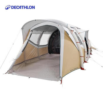 迪卡侬充气帐篷黑胶F&B户外露营防晒排热遮光防水防风6人3室1厅-4018211