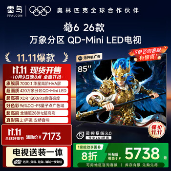 TCL 雷鸟电视鹤6 26款 85英寸 万象分区QD-MiniLED1300nits 安桥音响 85R69A-A