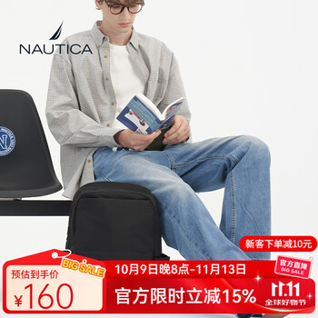 NAUTICA 诺帝卡 双肩包大容量商务通勤笔记本电脑包时尚潮流背包书包 黑色