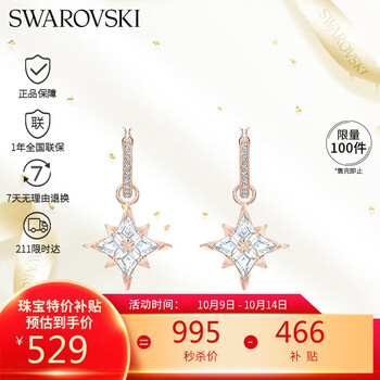 施华洛世奇（SWAROVSKI）SYMBOL多棱角雪花 耳钉耳环女耳饰生日礼物女 5494337
