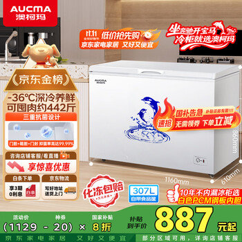 澳柯玛（AUCMA）307升减霜冰柜家用大容量冷藏柜冷冻柜 卧式冷柜冰箱雪糕柜一级能效 BC/BD-307HNE 国家补贴20%