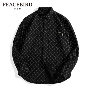 PEACEBIRD 太平鸟 男士宽松老花衬衫 1件