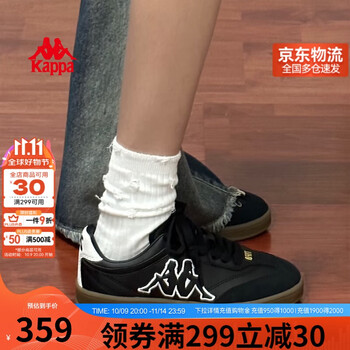 卡帕（Kappa）官方女鞋TIFO德训鞋子女秋季透气新款休闲运动板鞋女 黑色 35
