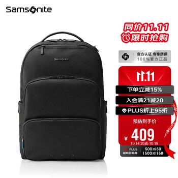 Samsonite 新秀丽 商务通勤双肩包电脑包15.6英寸男士背包防泼耐磨立体挺括TT0