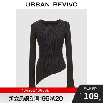 UR【UR设计师系列】2024秋季新款女装不规则针织衫UWA940017