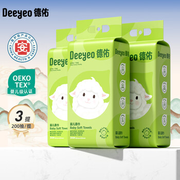 德佑 羊咩咩悬挂式洗脸巾 200抽*3提