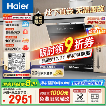 海尔 Haier 灶下14套嵌入式小型洗碗机双80℃消杀一级水效变频智能开门 EBW1458GH Z11Max I
