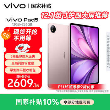 vivo Pad5 12.1英寸 平板电脑 天玑9300+ 百粉百 12GB+256GB
