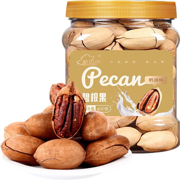 plus:新边界 碧根果400g 每日坚果炒货 长寿果休闲零食干果 罐装碧根果