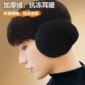 稀萌物 护耳套保暖 耳朵套耳包毛绒耳罩男女士冬季后戴式保暖耳捂尔滨同款黑色