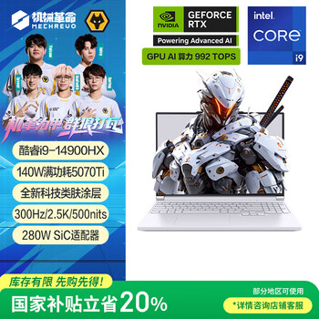 双11、限地区、plus:机械革命【国家补贴20%】极光X Pro 16英寸 酷睿i9HX 游戏本笔记本电脑(i9-14900HX 32G 1T RTX5070Ti 白)