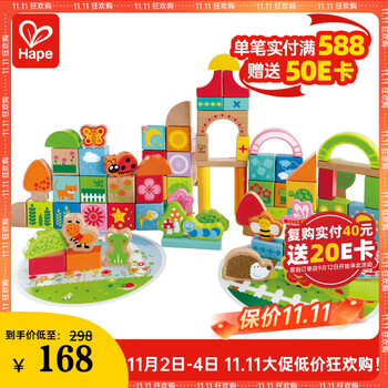 Hape(德国)儿童积木玩具木质大颗粒宝宝花园积木男女孩生日礼物E8312