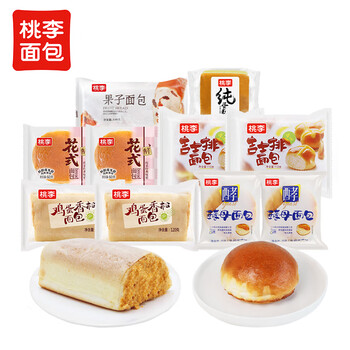 桃李鸡蛋香松花式小果子吉士排酵母面包组合990g早餐蛋糕源头直发包邮