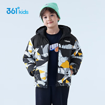 361° 男童羽绒服中大童 连帽短款加厚防风