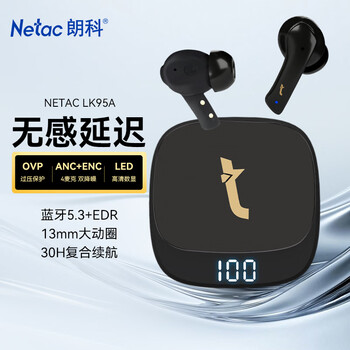 netac/朗科 LK95A 蓝牙耳机 30小时长续航降噪防水 黑色