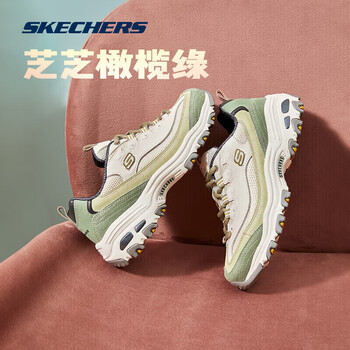 斯凯奇女鞋秋季鞋缤纷撞色奶茶能复古增高老爹鞋