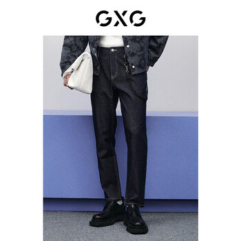 GXG 男装龚俊同款深蓝色牛仔裤深蓝色170/M