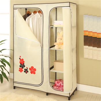 空间大师 双门小凸点印花衣橱MIN108160Y 无纺布简易衣柜 折叠